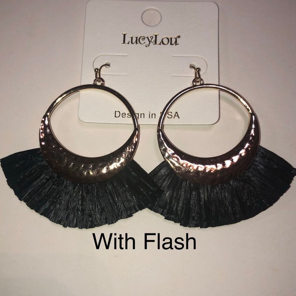 Black Straw Earrings